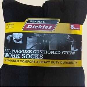 Dickies Black Cushioned Crew Socks - 8 Pairs